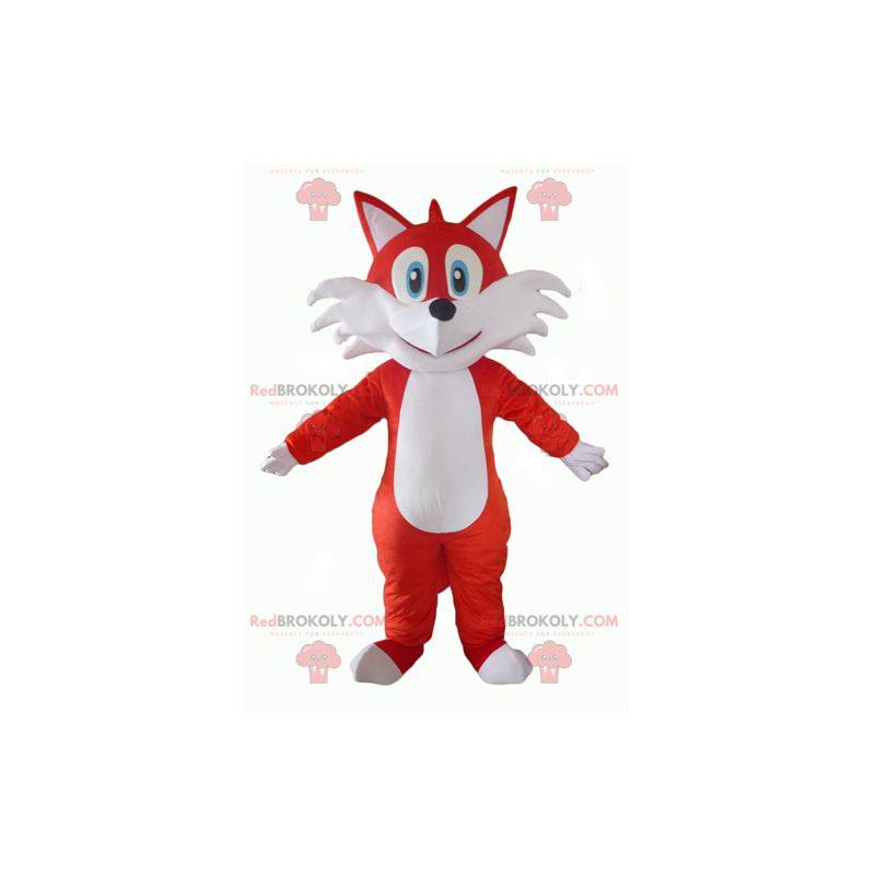 Orange and white fox mascot with blue eyes - Redbrokoly.com