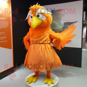 Orange Eagle mascot costume character dressed with a Wrap Skirt and Cummerbunds