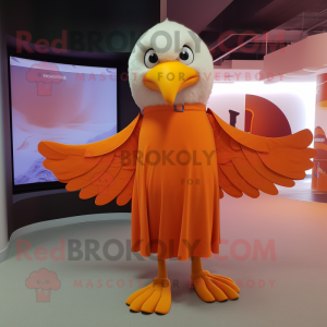 Orange Eagle mascot costume character dressed with a Wrap Skirt and Cummerbunds