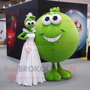 Olive Engagement Ring mascot costume character dressed with a Ball Gown and Ties