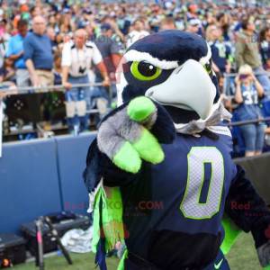 Mascotte d'oiseau d'aigle bleu blanc vert et gris -