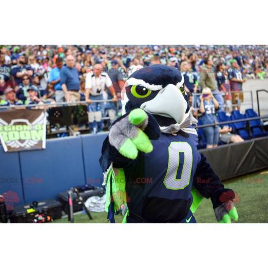 Mascotte d'oiseau d'aigle bleu blanc vert et gris -