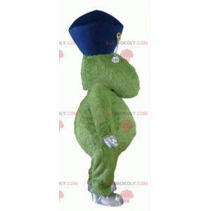Very smiling hairy and plump green monster mascot -