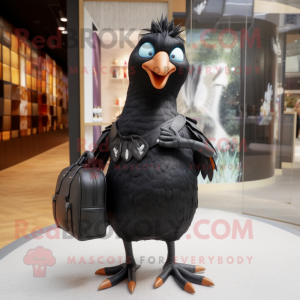 Black Quail mascot costume character dressed with a Skinny Jeans and Handbags