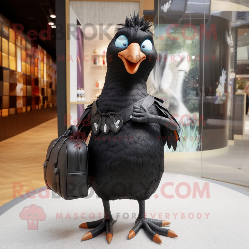 Black Quail mascot costume character dressed with a Skinny Jeans and Handbags Black Quail mascot costume character dressed with a Skinny Jeans and Handbags