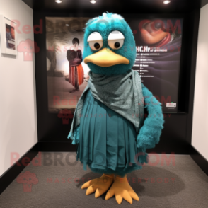 Teal Alliance mascot costume character dressed with a Henley Shirt and Shawl pins