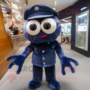 Navy Spider mascot costume character dressed with a Playsuit and Caps