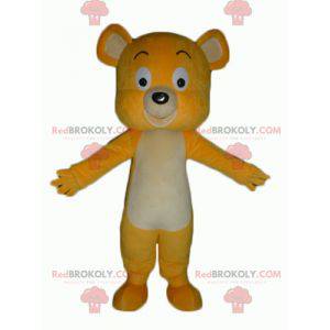 Very sweet and cute yellow and white teddy bear mascot -