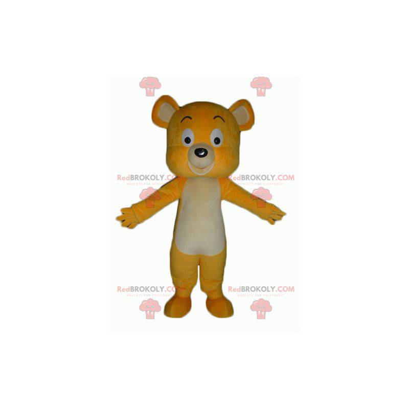 Very sweet and cute yellow and white teddy bear mascot -