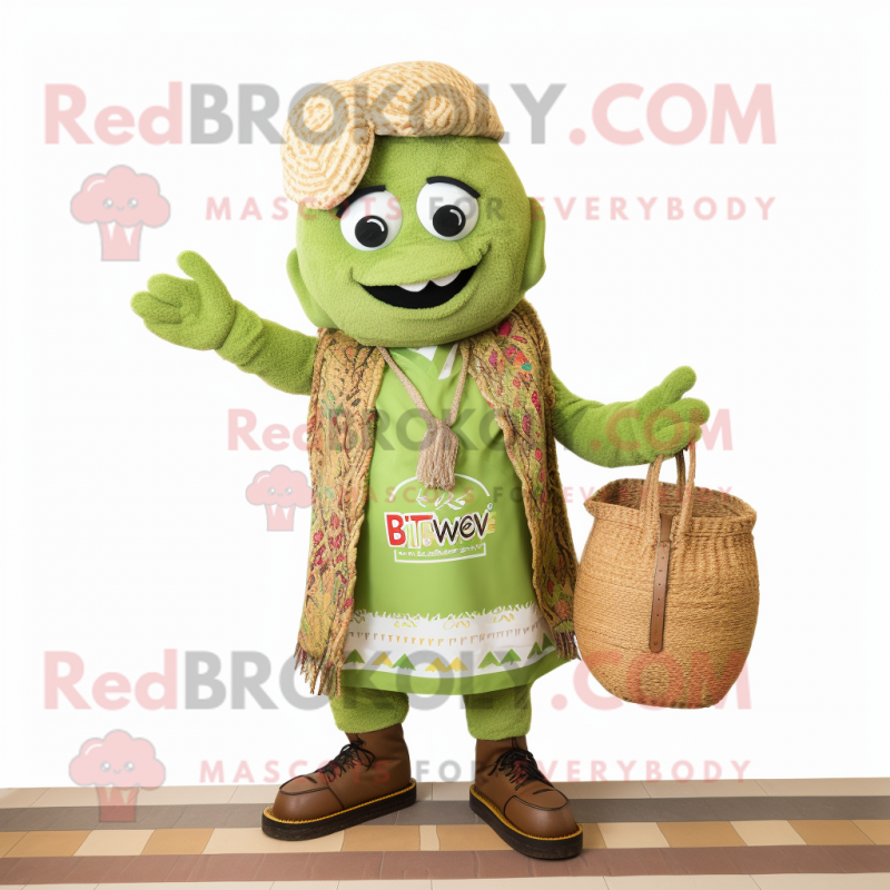 Olive Biryani mascot costume character dressed with a Romper and Handbags