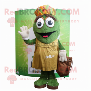 Olive Biryani mascot costume character dressed with a Romper and Handbags