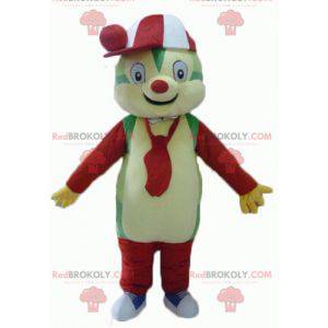 Colorful teddy bear mascot green yellow red and white -