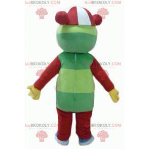 Colorful teddy bear mascot green yellow red and white -