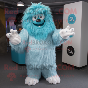 Cyaan Yeti mascotte kostuum...