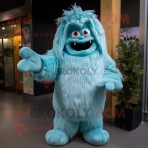 Cyan Yeti maskot kostume...