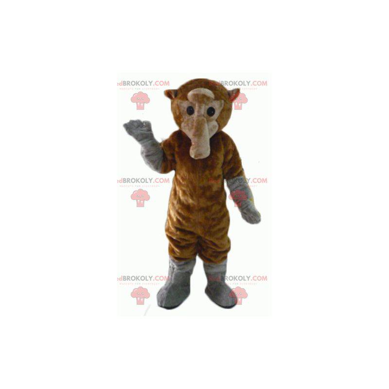 Mascote macaco marrom e cinza com cauda longa - Redbrokoly.com