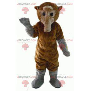 Braunes und graues Affenmaskottchen mit einem langen Schwanz -