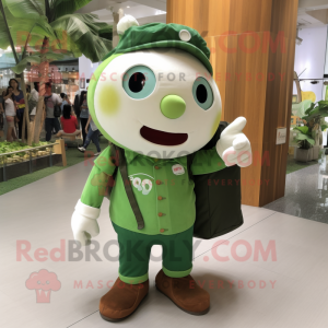 Forest Green Pho mascot costume character dressed with a Poplin Shirt and Handbags
