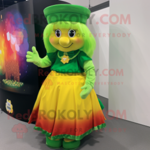 nan Pot Of Gold mascot costume character dressed with a Dress and Hair clips