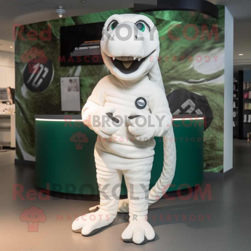 White Titanoboa mascot costume character dressed with a Rash Guard and Beanies