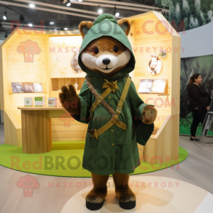 Olive Marten mascot costume character dressed with a Hoodie and Brooches