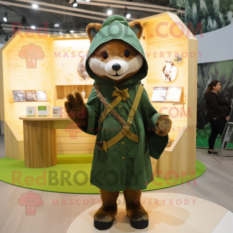 Olive Marten mascot costume character dressed with a Hoodie and Brooches Olive Marten mascot costume character dressed with a Hoodie and Brooches