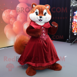 Maroon Red Panda maskot...