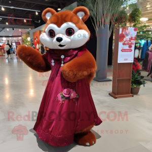 Maroon Red Panda maskot...