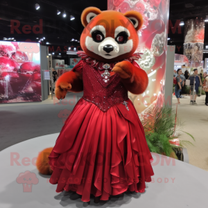 Maroon Red Panda maskot...