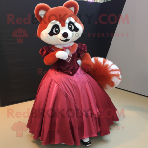 Rödröd Panda maskot kostym...