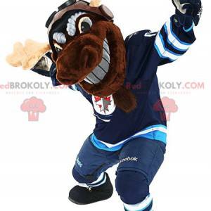 Mascotte di caribù alce renna marrone in abiti sportivi -