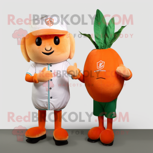 Orange Radish mascot costume character dressed with a Polo Shirt and Watches