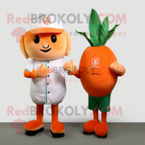 Orange Radish mascot costume character dressed with a Polo Shirt and Watches