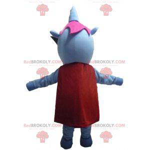 Blue and pink hippopotamus mascot with design glasses -