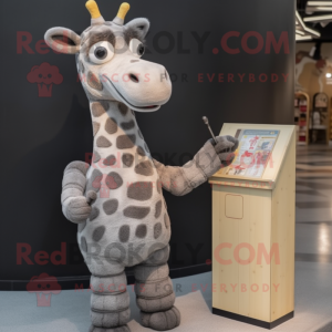 Grå Giraffe maskot kostym...