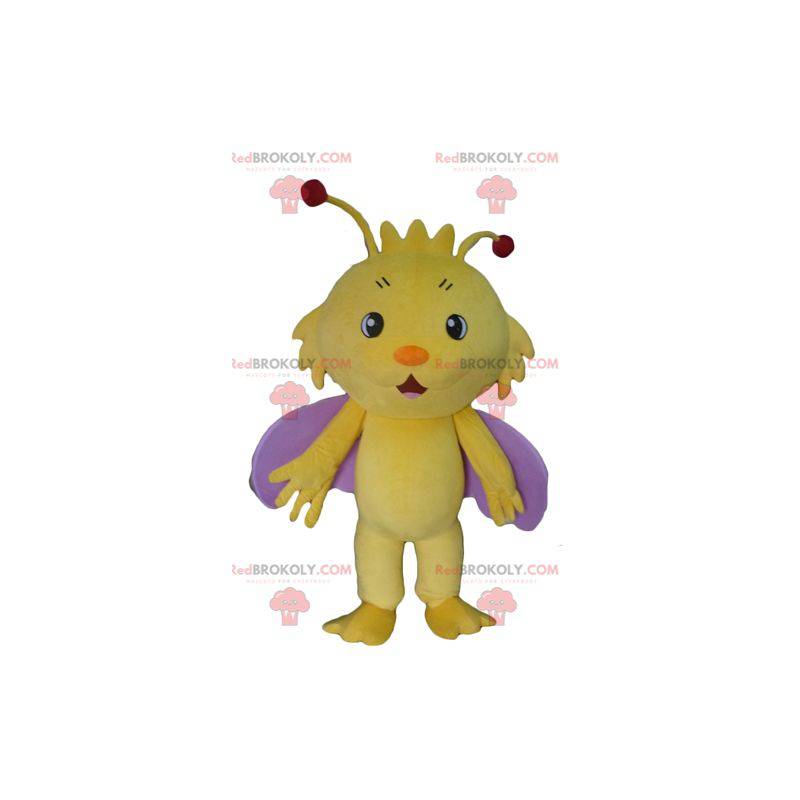 Mascote inseto borboleta amarelo e roxo - Redbrokoly.com
