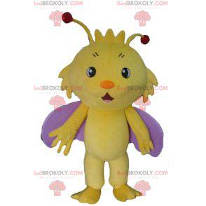 Mascote inseto borboleta amarelo e roxo - Redbrokoly.com