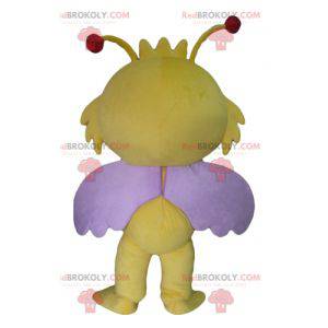 Mascote inseto borboleta amarelo e roxo - Redbrokoly.com