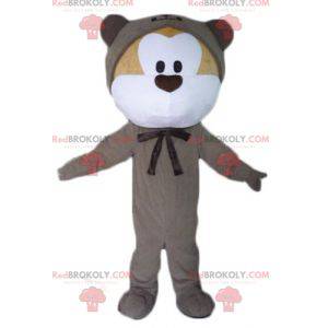 Beige and white teddy bear mascot in gray combination -