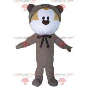 Mascota oso de peluche beige y blanco en combinación gris -