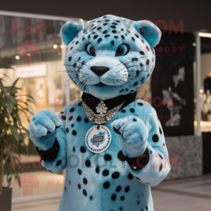 Sky Blue Leopard mascotte...