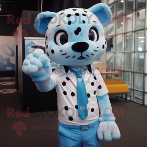 Sky Blue Leopard mascotte...