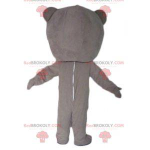 Mascota oso de peluche beige y blanco en combinación gris -