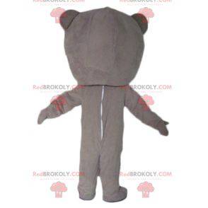 Beige and white teddy bear mascot in gray combination -