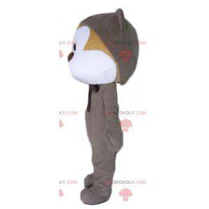 Beige and white teddy bear mascot in gray combination -
