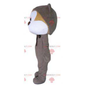 Beige and white teddy bear mascot in gray combination -