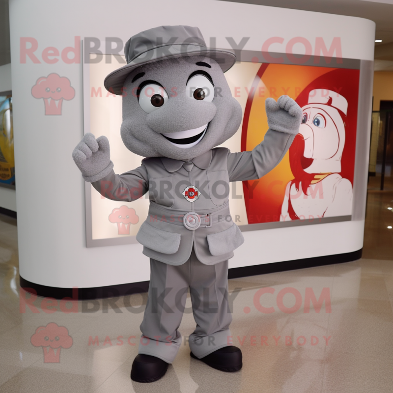 Gray Fire Fighter mascot costume character dressed with a Suit Pants and Bow ties