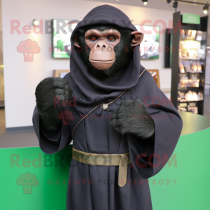 Olive Chimpanzee mascot costume character dressed with a Turtleneck and Shawl pins