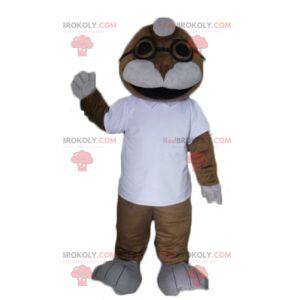 Mascotte de phoque d'otarie marron et blanche - Redbrokoly.com