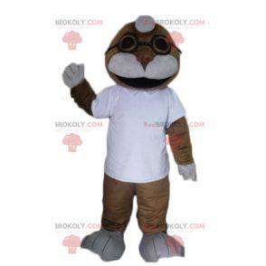 Mascote leão-marinho marrom e branco - Redbrokoly.com